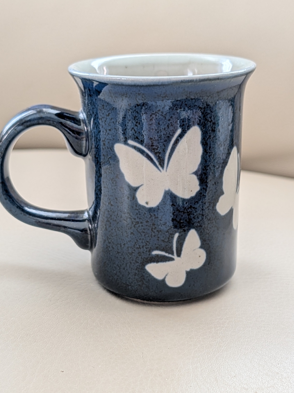 Butterfly Ceramic Mug Navy Blue Stoneware
